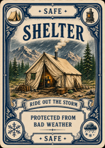 Shelter safe card, similar to a Mille Bornes safety